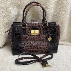 Beautiful Brahmin Annabelle Brown Croc Embossed Leather Satchel w/Shoulder Strap
